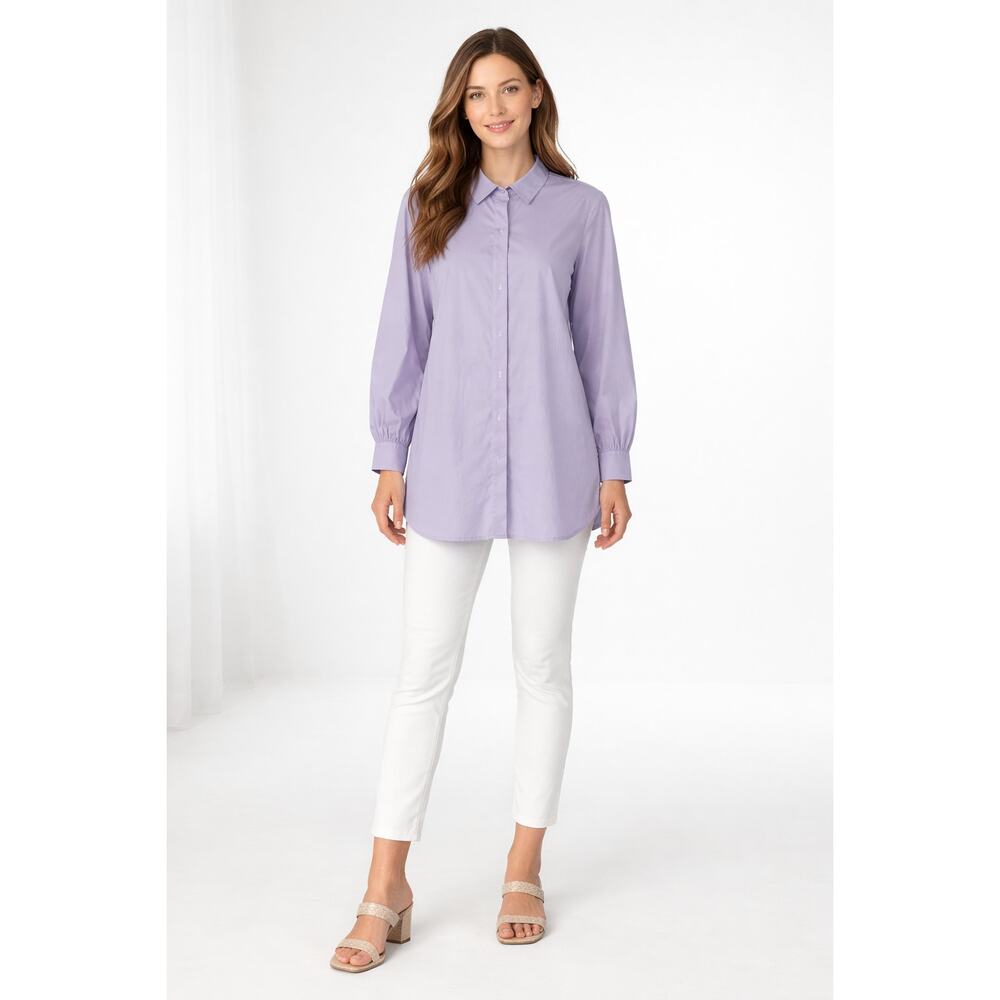 Alex Marie Long Sleeve Button Shirt Tunic Womens Size Small Crocus Purple New
